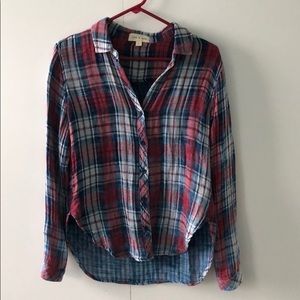 Cloth and stone small blue/red plaid shirt